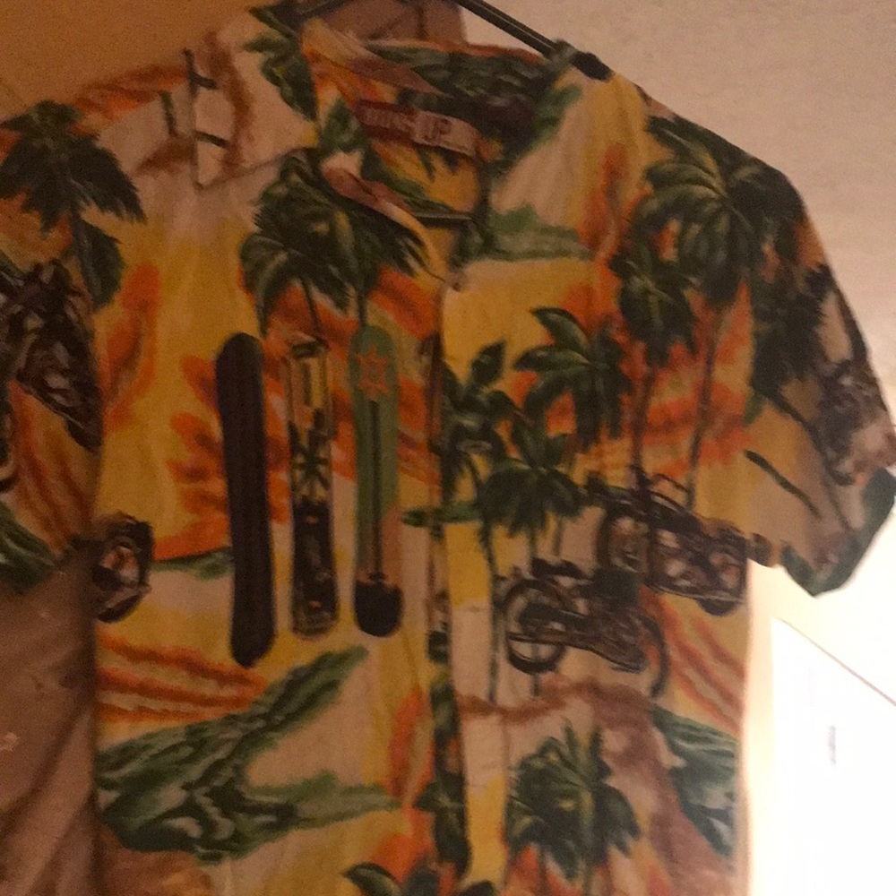 Thumbs up boys Hawaiian shirt yellow and green size medium
